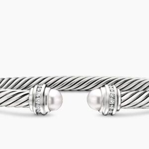 DAVID YURMAN - CLASSIC CABLE BRACELET Sterling Silver with Pearls and Diamonds